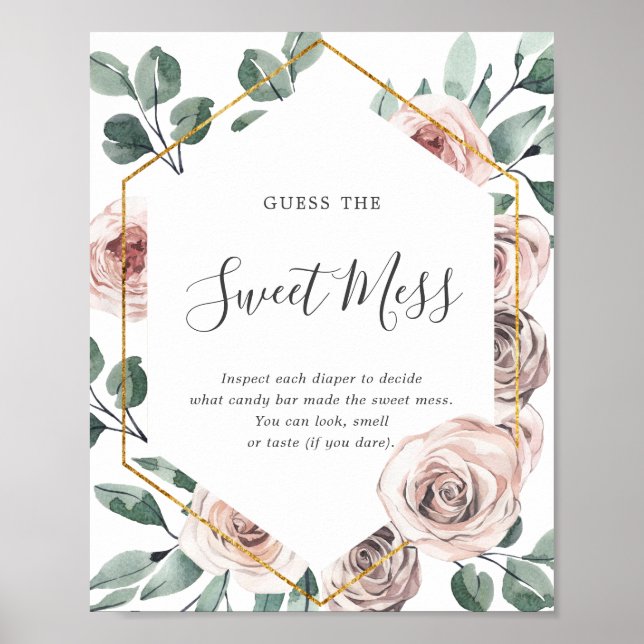 Boho Ro Baby Shower gissar att det söta  Poster (Framsidan)