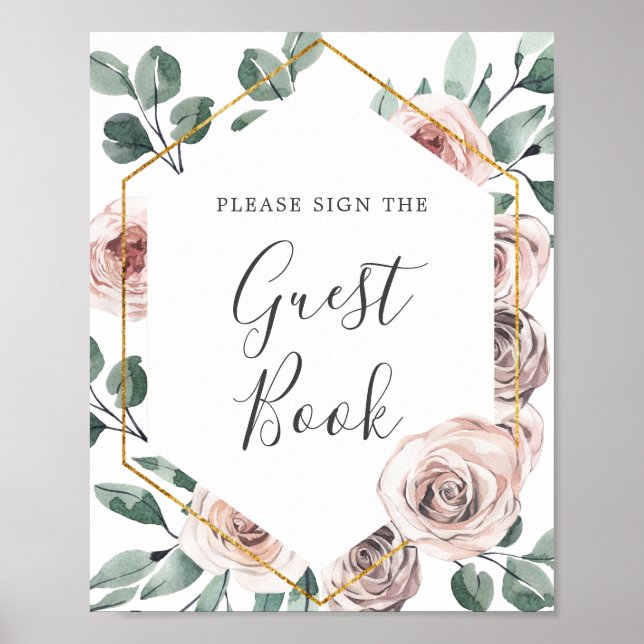 Boho Ro Baby Shower Guestbook-tecken Poster (Framsidan)