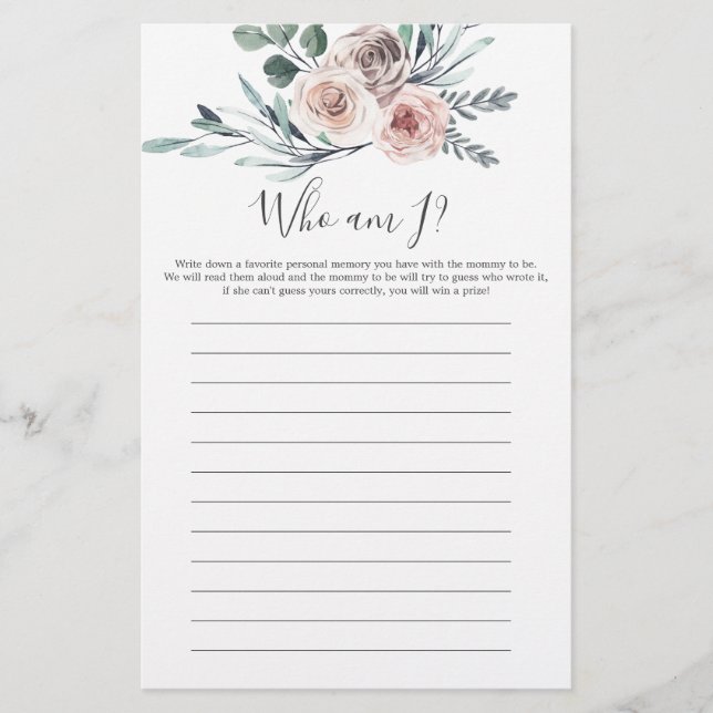 Boho Ro Baby Shower Vem är jag? (Framsida)