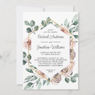 Boho Ro Blommigt med Geometric Ram Inbjudningar