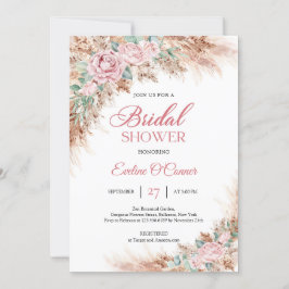 Boho ro blommigt pampas gräsgreenery inbjudningar