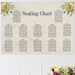 Boho Ro Cream Damask Rustic Bröllop Seating Poster