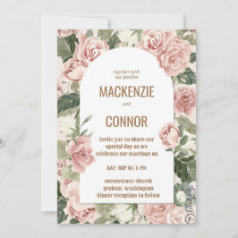 Boho ro damstig rosa ram - bröllopsinbjudan inbjudningar