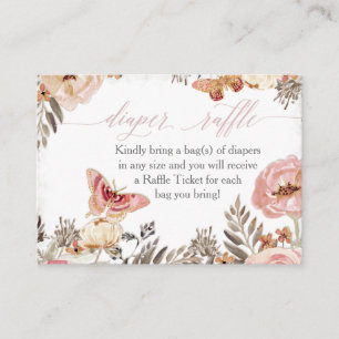 Boho Ro Diaper Raffle Girl Baby Shower Visitkort