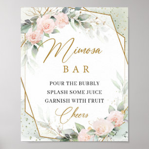 Boho ro eucalyptus guld mimosa pub tecken poster