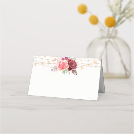 Boho Ro Feathers Ljus Bröllop Placeringskort