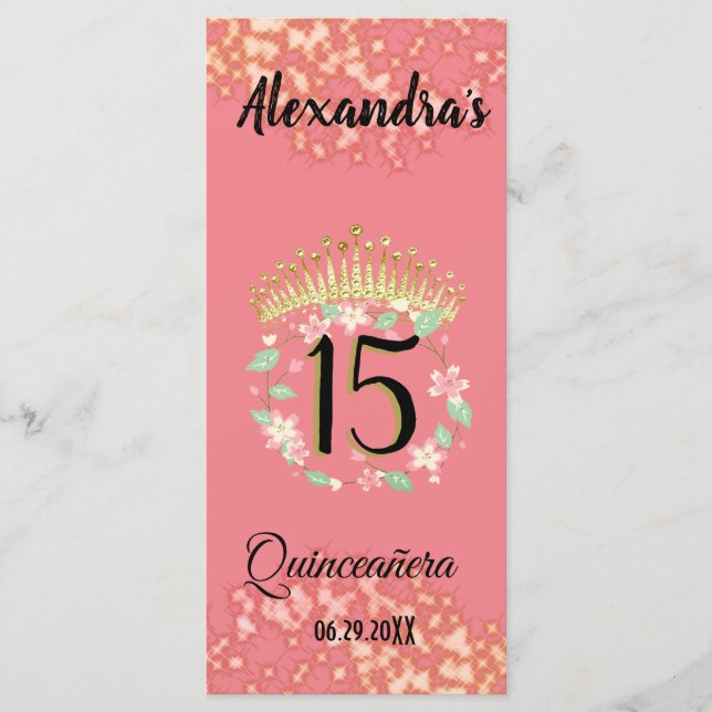 Boho Ro Guld Elegant Quinceañera Spanska Meny (Framsida)