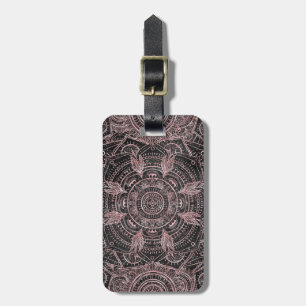 Boho Ro Guld Grått Mandala Elegant Design Bagagebricka