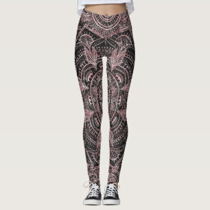 Boho Ro Guld Grått  Mandala Elegant Design Leggings