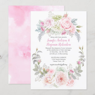 Boho Ro Hydrangeas Blommigt Bröllbjudanden Inbjudningar