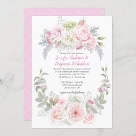 Boho Ro Hydrangeas Blommigt Bröllbjudanden Inbjudningar