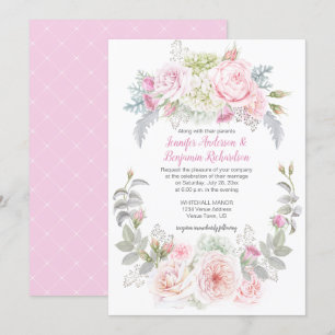 Boho Ro Hydrangeas Blommigt Bröllbjudanden Inbjudningar