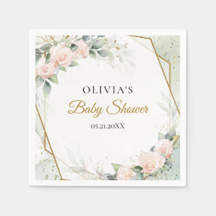 Boho ro och eucalyptus guld Baby dusch Pappersservett
