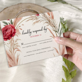Boho Ro Pampas Grass Bröllop OSA Kort