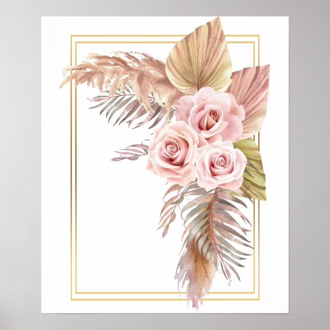 Boho Ro Pampas Grass Dry Handflatan Poster (Framsidan)
