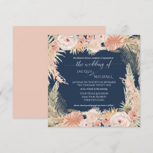BOHO Ro Peony Blommigt Pampas Grass Inbjudningar