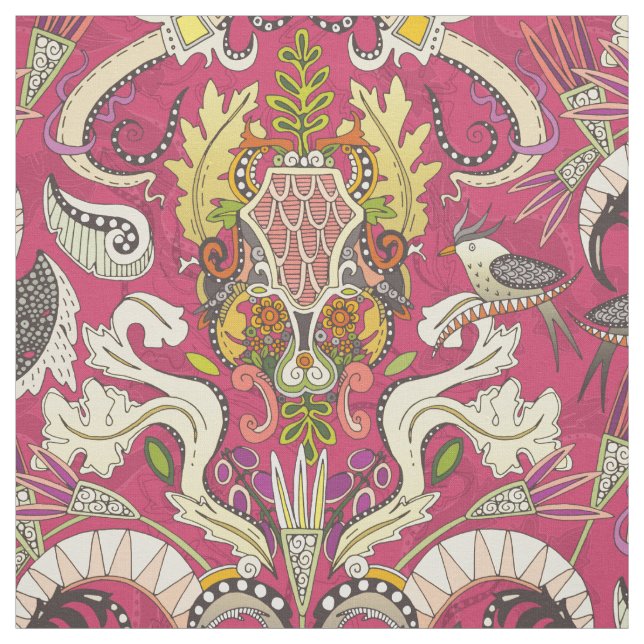 boho rococos rosa tyg (Provkarta)
