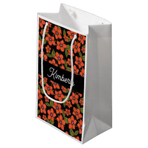 Boho röd blomstertryckt presentförpackning med mon