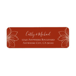 Boho röd modern blommigt kinesiska bröllop returadress etikett