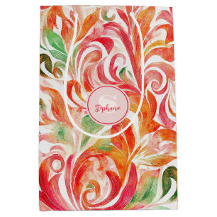 Boho röd rosa orange grön paisley blommig