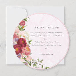 Boho röd rosa vit Rosblommor modern Inbjudningar