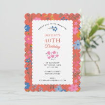 Boho Röda Blommor Vildblommor 40-års 50-års Födels