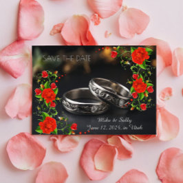 Boho Röda Dekorativa Blommor Bröllop Spara Datumet