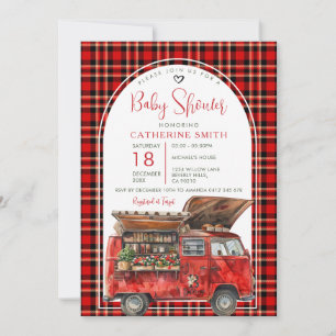 Boho röda matlastbil färsk marknad Baby Shower Pla Inbjudningar