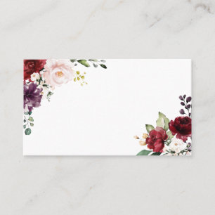 Boho röda och lila akvarellblommor placeringskort