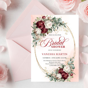 Boho röda och vita blommor bröllopsfestinbjudan inbjudningar