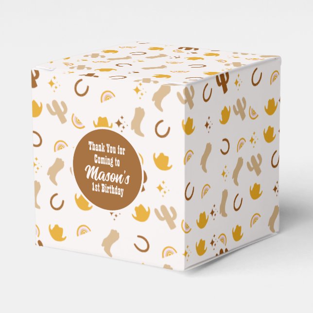 Boho Rodeo Birthday Cowgirl Rainbow Party Presentaskar (Framsidan Sidan)