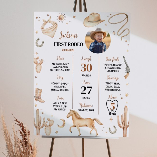 Boho Rodeo - första födelsedag Foto Milestone-sign Poster (Skapare uppladdad)