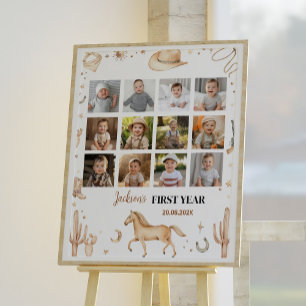 Boho Rodeo Milestone-signatur för första Födelseda Poster