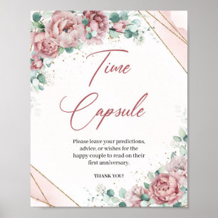 Boho rodnad blommig eukalyptus Tidskapsel spel Poster