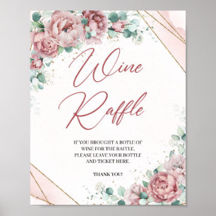 Boho rodnad blommig eukalyptus Vino lotteri spel Poster