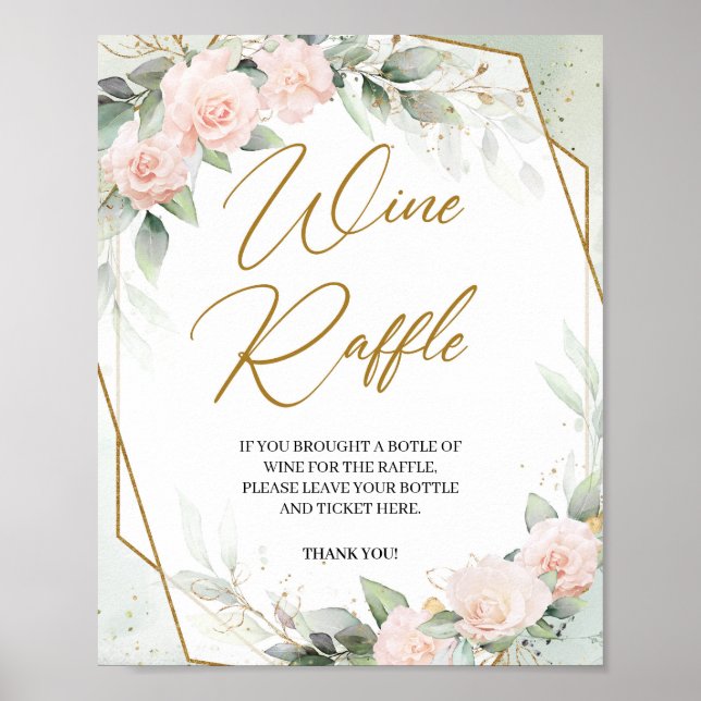 Boho rodnad blomster grönska guld ram Vintombola Poster (Framsidan)