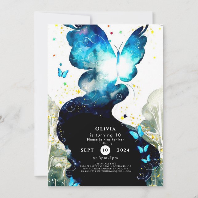 Boho Roligt Butterfly Birthday Inbjudningar (Framsida)