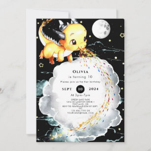 Boho Roligt Dragon Birthday Inbjudningar