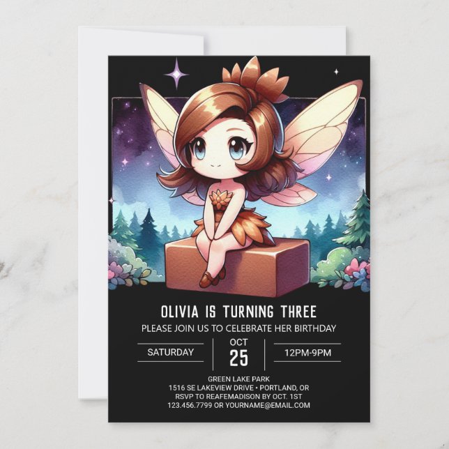 Boho Roligt Fairy Birthday Inbjudningar (Framsida)