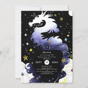 Boho Roligt Magic Dragon Birthday Inbjudningar