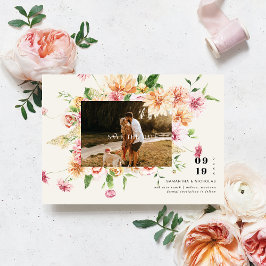 Boho Romantic Floral Blooms Photo Save the Date Spara Datumet