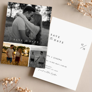 Boho Romantic Photo Collage Bröllop spara datum Inbjudningar