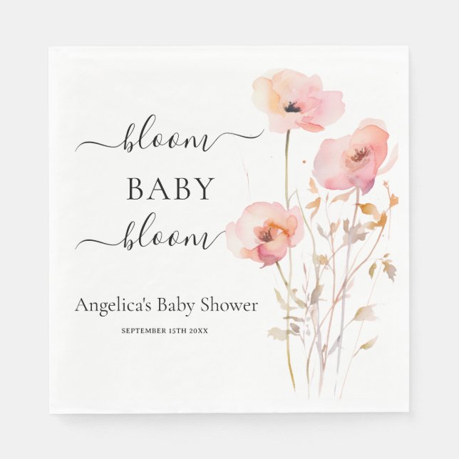 BOHO ROMANTIC  ROSA WATERCOLOR MEADOW FLOWERS PAPPERSSERVETT (Framsidan)