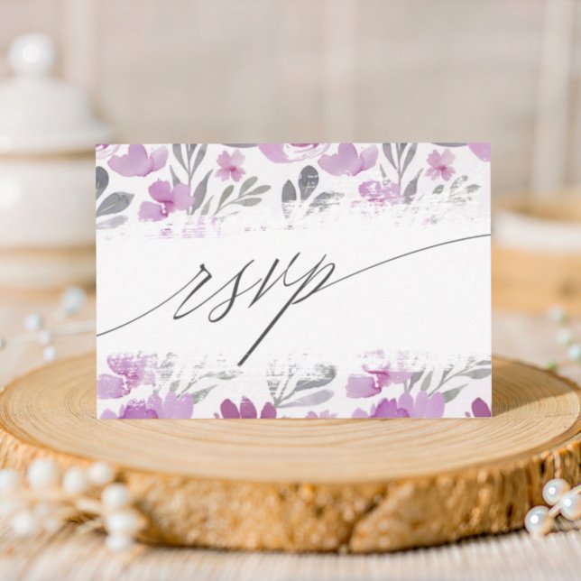 Boho Rosa akvarell Blommig Bröllop RSVP OSA Kort (Skapare uppladdad)