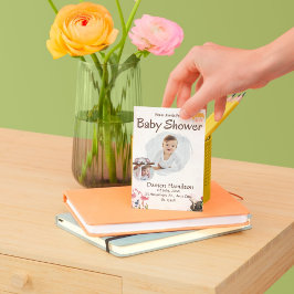 Boho Rosa and White Watercolor Baby Shower Inbjudningar