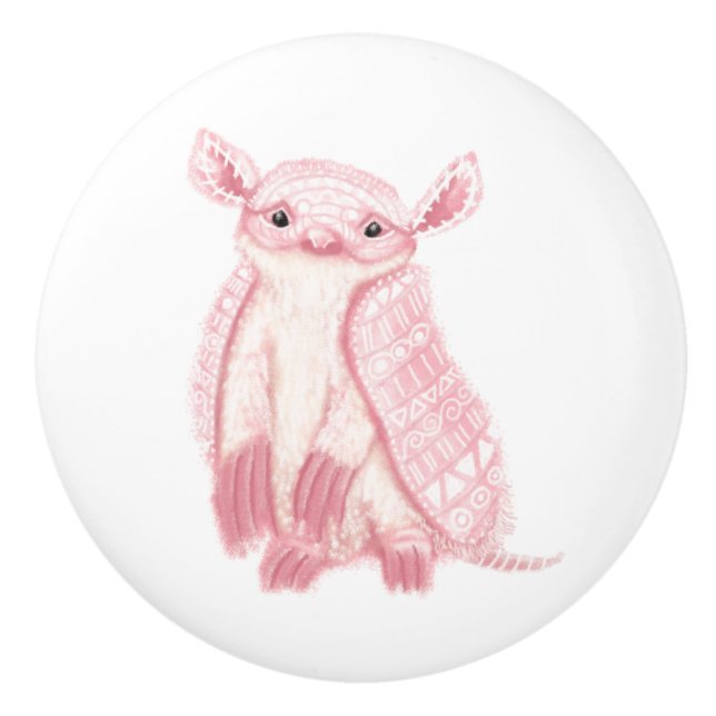 Boho Rosa Änglaliknande Pansargrävling Keramisk Kn Knopp (Framsidan)