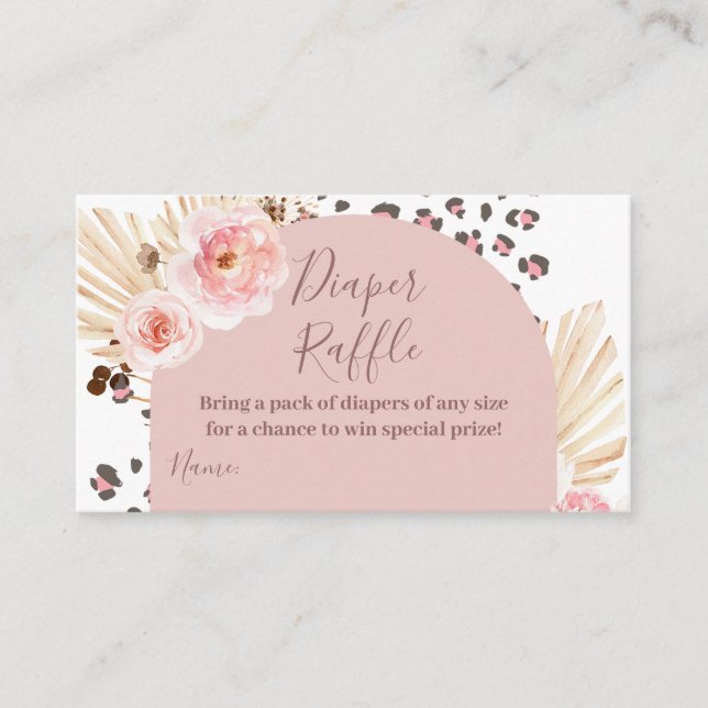 Boho Rosa Animals Jungle Diaper Raffle Tilläggskort (Framsida)