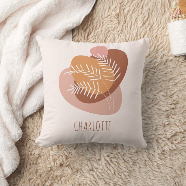 Boho Rosa Anpassat namn Soft Flicka Nursery Kid Kudde (Filt)