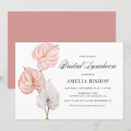 Boho Rosa Anthuriums Tropical Möhippa Luncheon Inbjudningar