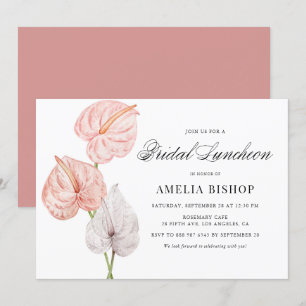 Boho Rosa Anthuriums Tropical Möhippa Luncheon Inbjudningar